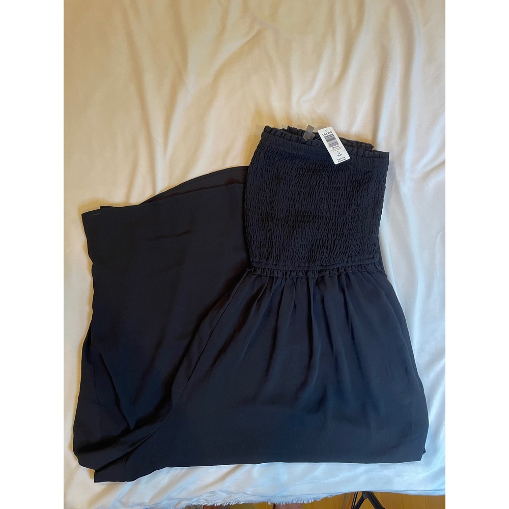 Torrid Swim Coverup Black Smocked Strapless Jumpsuit Wide Leg Plus Size 2 2X NWT - Picture 8 of 9